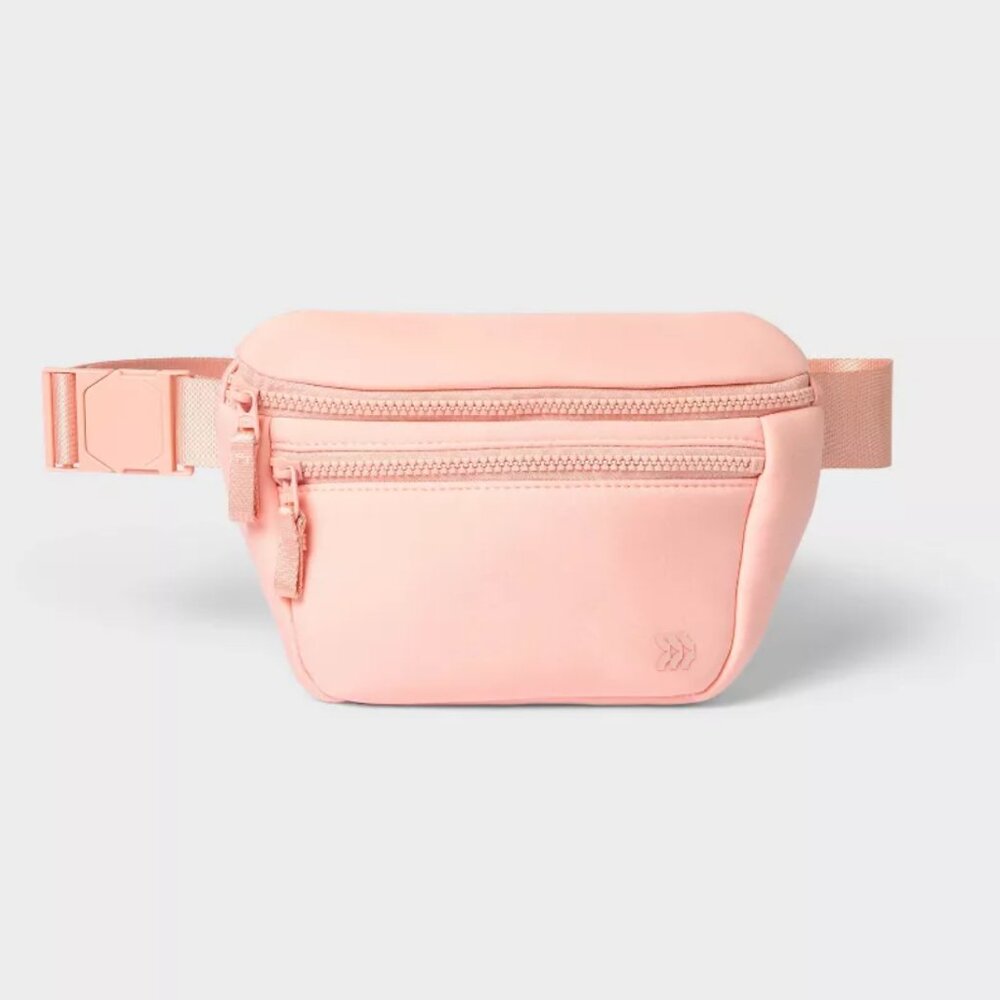 All In Motion Premium Belt Bag Water-Resistant Knit Fanny Pack, Blush Pink NEW